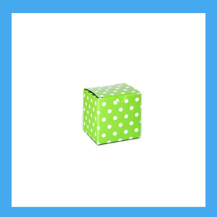Promotional Square Box made with Recycled Material - Smooth Green or PolkaDot